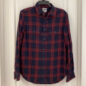 Old Navy FLANNEL Navy & Red Plaid Button Down Long Sleeve Shirt Reg Fit, pockets